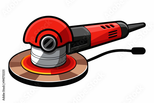 Red and Black Electric Polisher with Ergonomic Handle and Rotating Pad