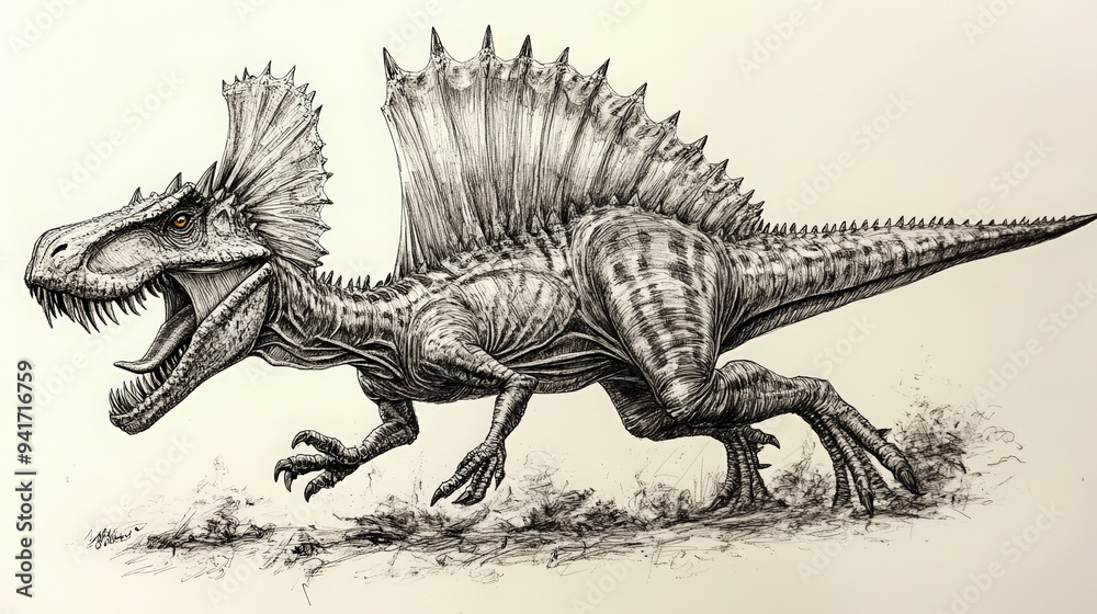Fototapeta premium dinosaur pencil drawing