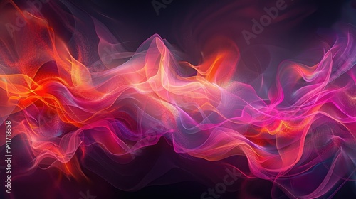 Abstract neon curves in a layered, fluid arrangement