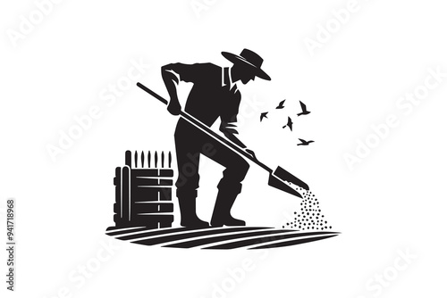 silhouette farmer shape vector design. Farmers and gardeners gardening vector silhouette