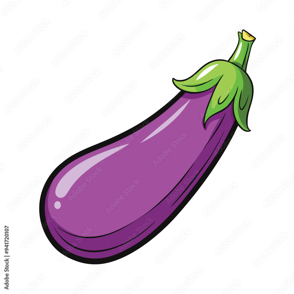 Minimalist Eggplant Vector on White Background – Cartoon Line Art Minimalist Eggplant Vector on White Background – Cartoon Line Art