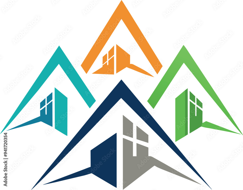 Abstract minimalist real estate logo set template vector illustrations on white background generated Ai Abstract minimalist real estate logo set template vector illustrations on white background generated Ai