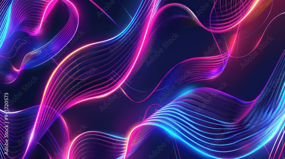 Abstract Neon Swirls of Pink and Blue Abstract Neon Swirls of Pink and Blue
