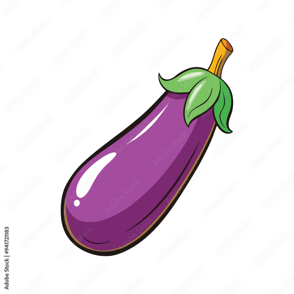 Minimalist Eggplant Vector on White Background – Cartoon Line Art Minimalist Eggplant Vector on White Background – Cartoon Line Art