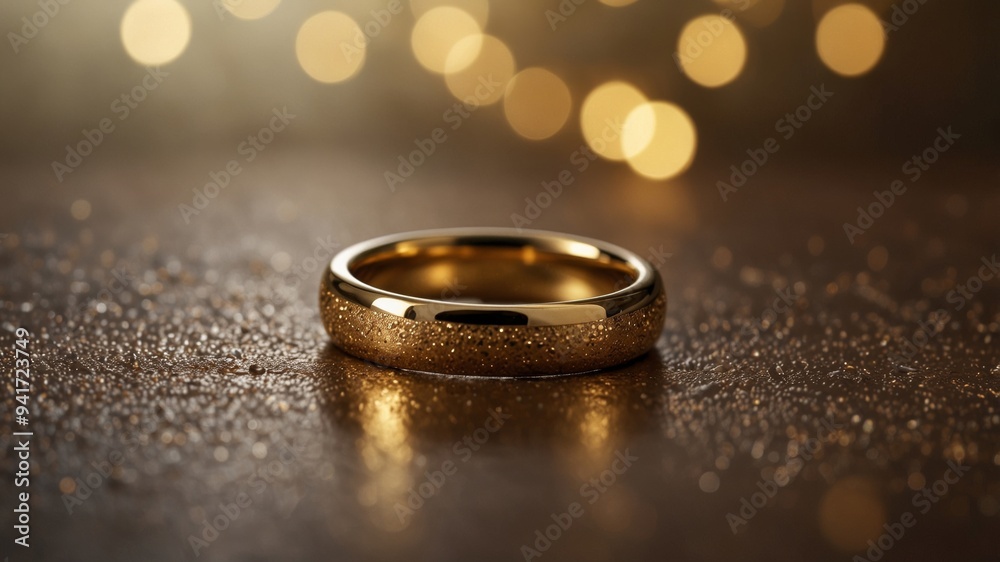 Golden Wedding Bands on a Glittering Background. Golden Wedding Bands on a Glittering Background.