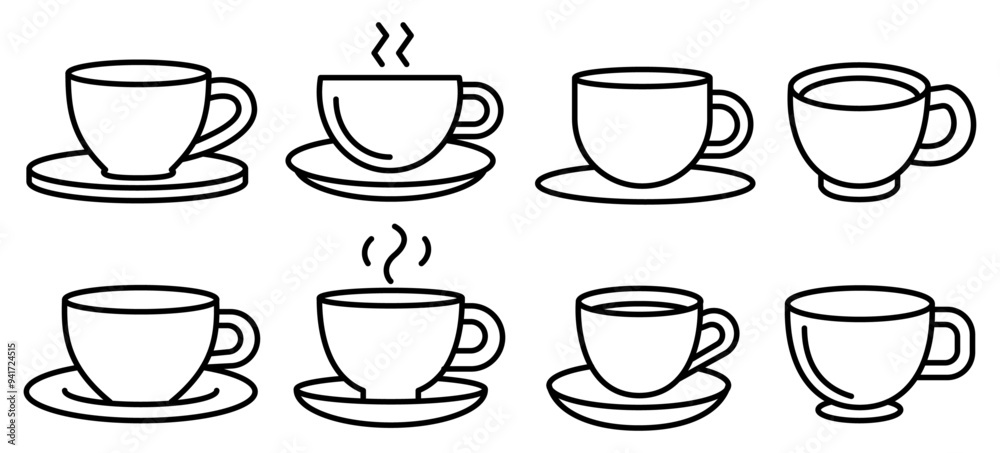 Set of Coffee Cup template line icons, on transparent background, line design vector illustration, coffee concept Set of Coffee Cup template line icons, on transparent background, line design vector illustration, coffee concept