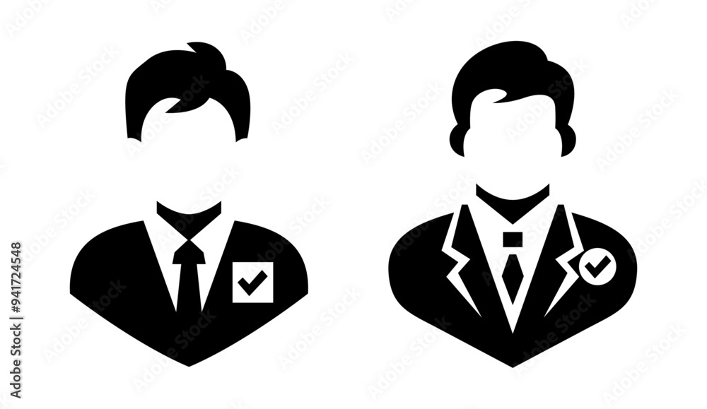 Set of Man Approval Check template flat icons, on transparent background, flat design vector illustration, politics election concept Set of Man Approval Check template flat icons, on transparent background, flat design vector illustration, politics election concept