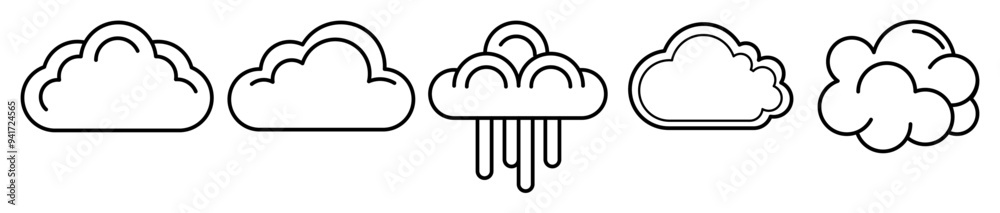 Set of Clouds template line icons, on transparent background, line design vector illustration, cloud concept Set of Clouds template line icons, on transparent background, line design vector illustration, cloud concept