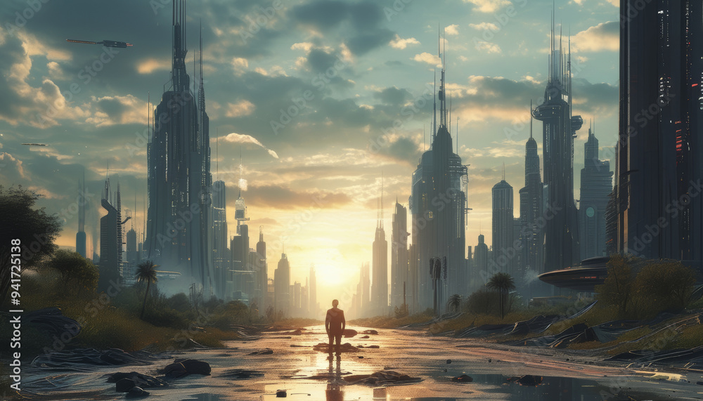 Obraz premium Photo illustration of a futuristic view of planets in the universe