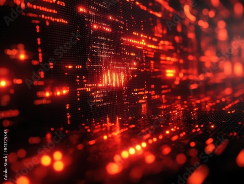 dramatic stock market crash visualization plummeting red graph lines slice through a complex array of financial data and stock tickers set against a moody techinspired backdrop