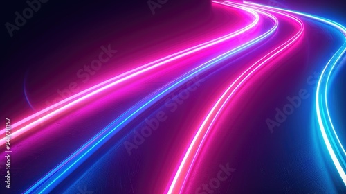 Abstract neon lines creating a sense of speed