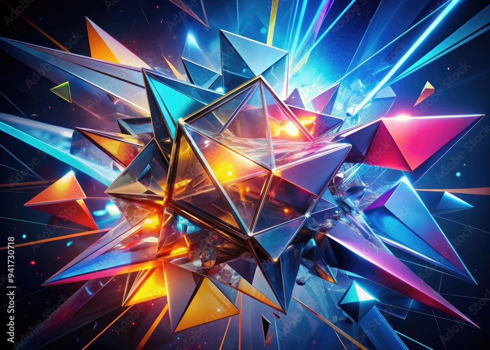 Geometric Grit: Angular tippers, sharp lines, abstract forms, shattered glass, fluorescent accents Geometric Grit: Angular tippers, sharp lines, abstract forms, shattered glass, fluorescent accents