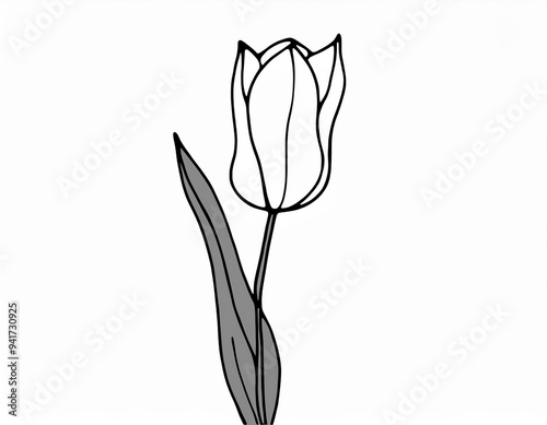 Wallpaper Mural Closeup Illustration of a White Tulip Elegant Floral Art Torontodigital.ca