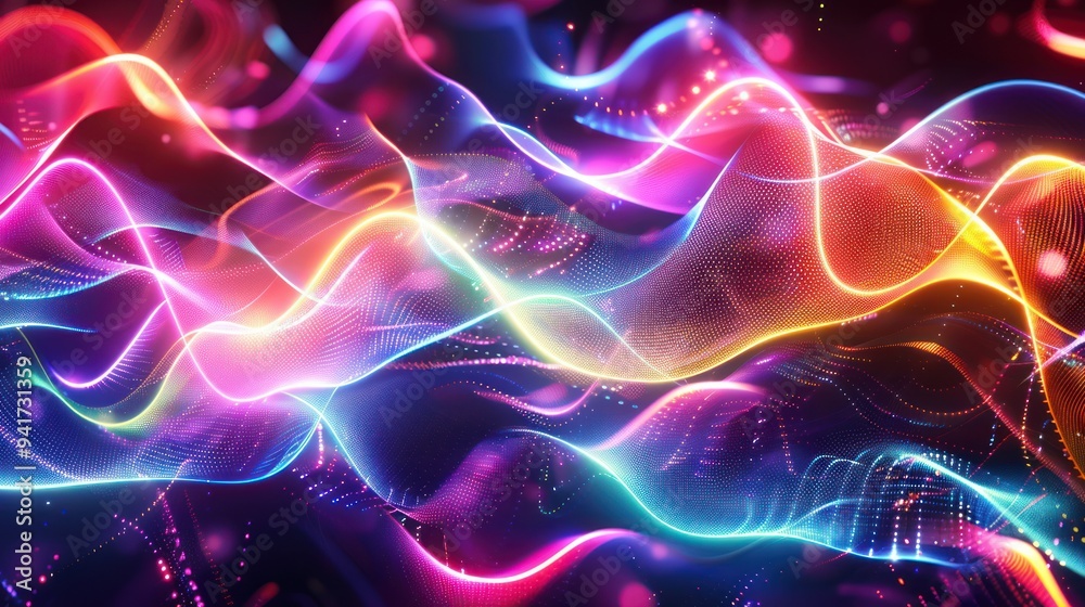 Abstract Digital Waves in Vibrant Colors Abstract Digital Waves in Vibrant Colors