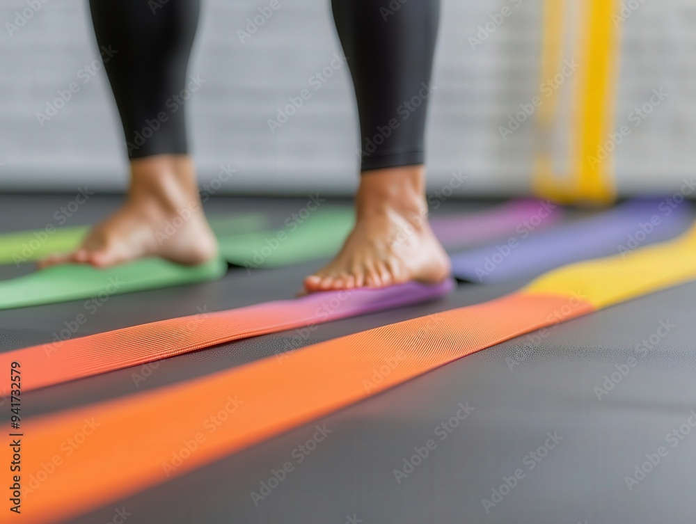 A balanced workout session featuring a mix of resistance bands and bodyweight exercises, illustrating a routine designed to enhance both the physical and mental system A balanced workout session featuring a mix of resistance bands and bodyweight exercises, illustrating a routine designed to enhance both the physical and mental system