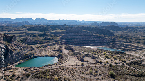 Old open pit uranium mine. Aerial view. photo