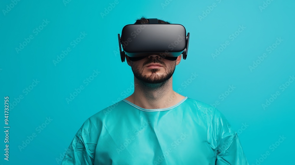 Virtual reality in medicine, surgeon using VR headset, 3D illustration Virtual reality in medicine, surgeon using VR headset, 3D illustration