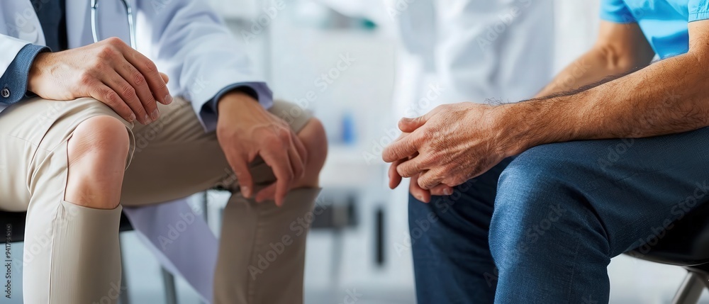 A medical consultation room where a patient is discussing frequent joint aches and issues with a doctor, highlighting the ongoing search for relief and solutions A medical consultation room where a patient is discussing frequent joint aches and issues with a doctor, highlighting the ongoing search for relief and solutions