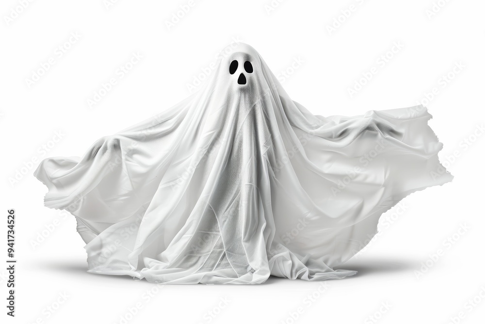 Spooky ghost isolated on white background. Halloween concept. Spooky ghost isolated on white background. Halloween concept.