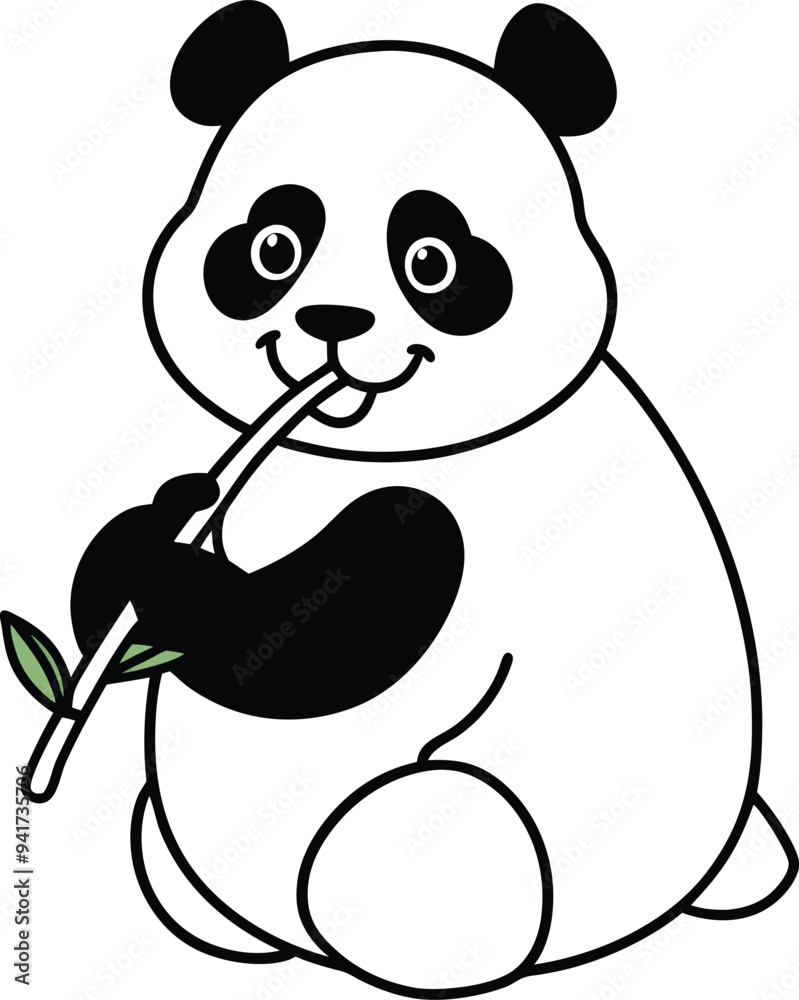 Simple panda line art perfect for kids to color and enjoy creating their own panda masterpiece
