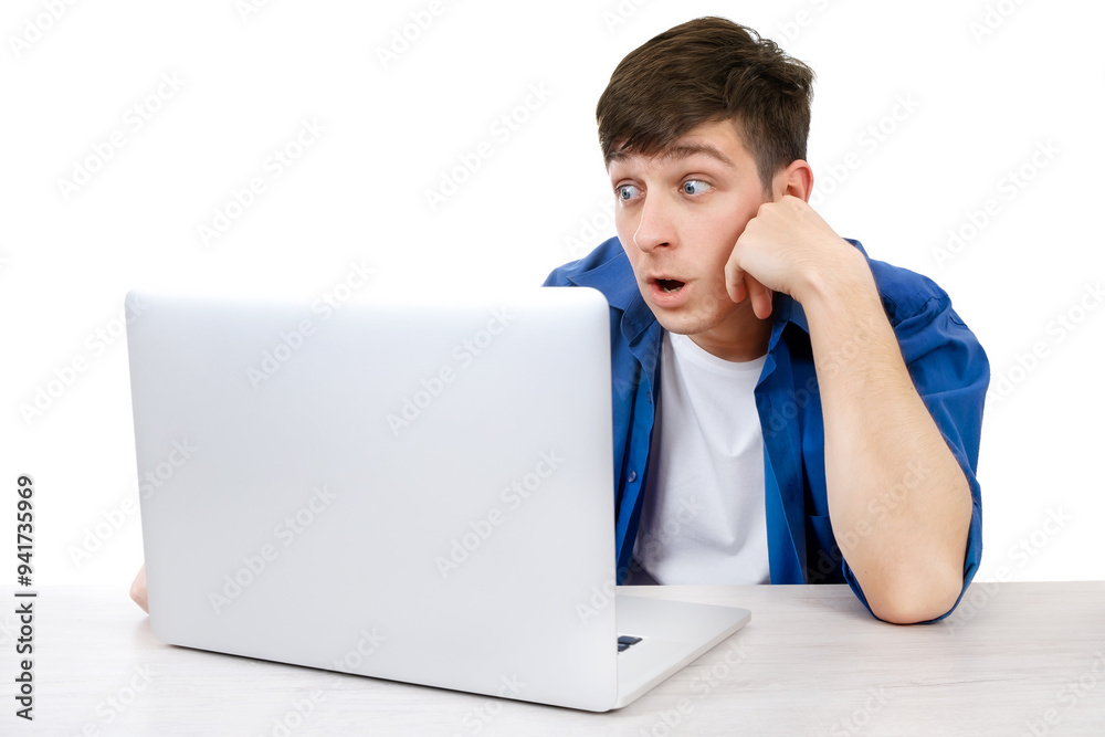 Surprised Young Man with Laptop Surprised Young Man with Laptop