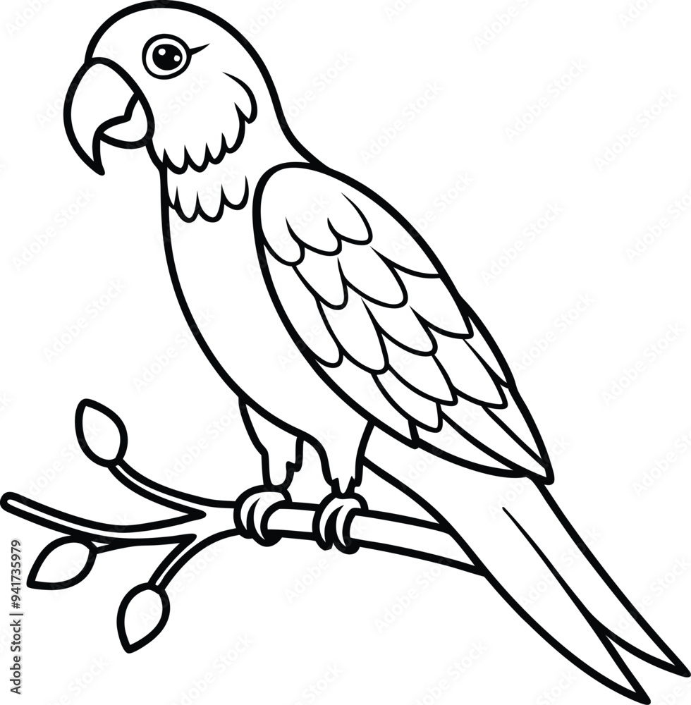 Fototapeta premium Delightful parrot line art for kids to explore colors and create their own artistic designs 