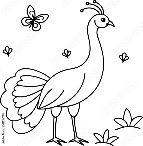 Fun peacock line art for kids to color with easy and engaging designs 