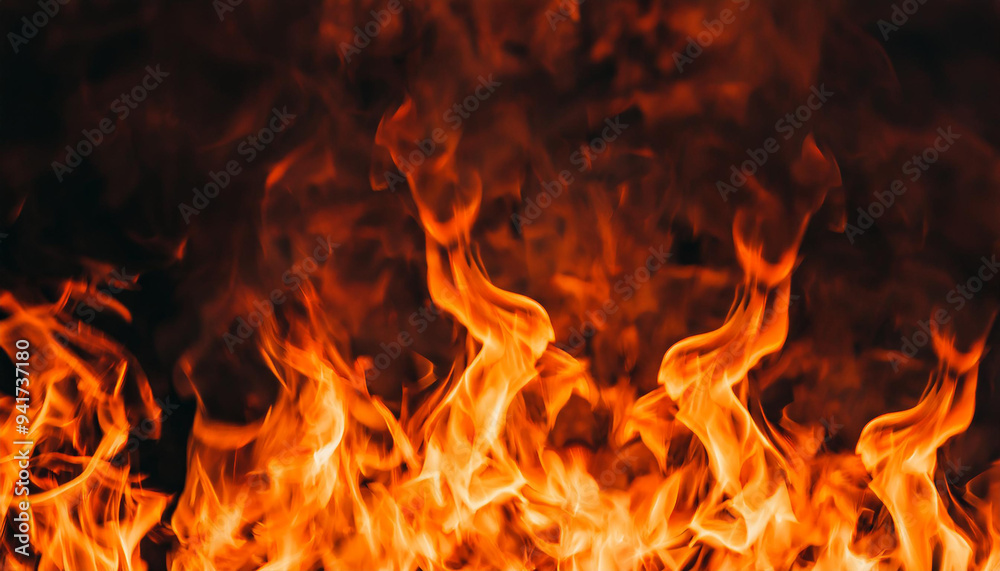 Hot fire background with space for design. Fiery red-orange blaze. Hot fire background with space for design. Fiery red-orange blaze.