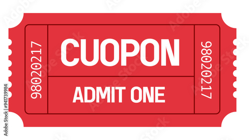Admit one ticket, Coupon, Red Ticket