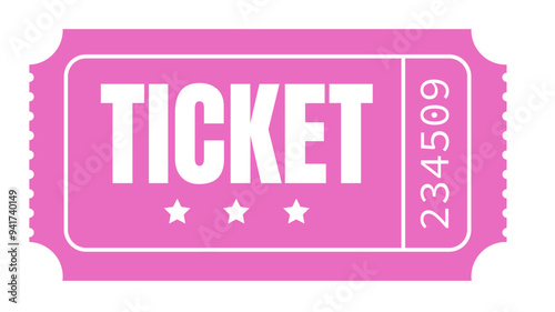 Ticket, Admit one ticket, admit one ticket isolated, Pink ticket, Pink Coupon