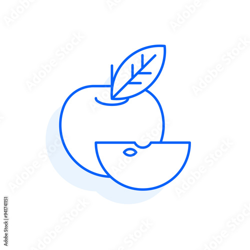 Apple, fruit food icon. Restaurant line editable sign.  Public catering related icon. Menu category. Vector illustration in modern thin line style.