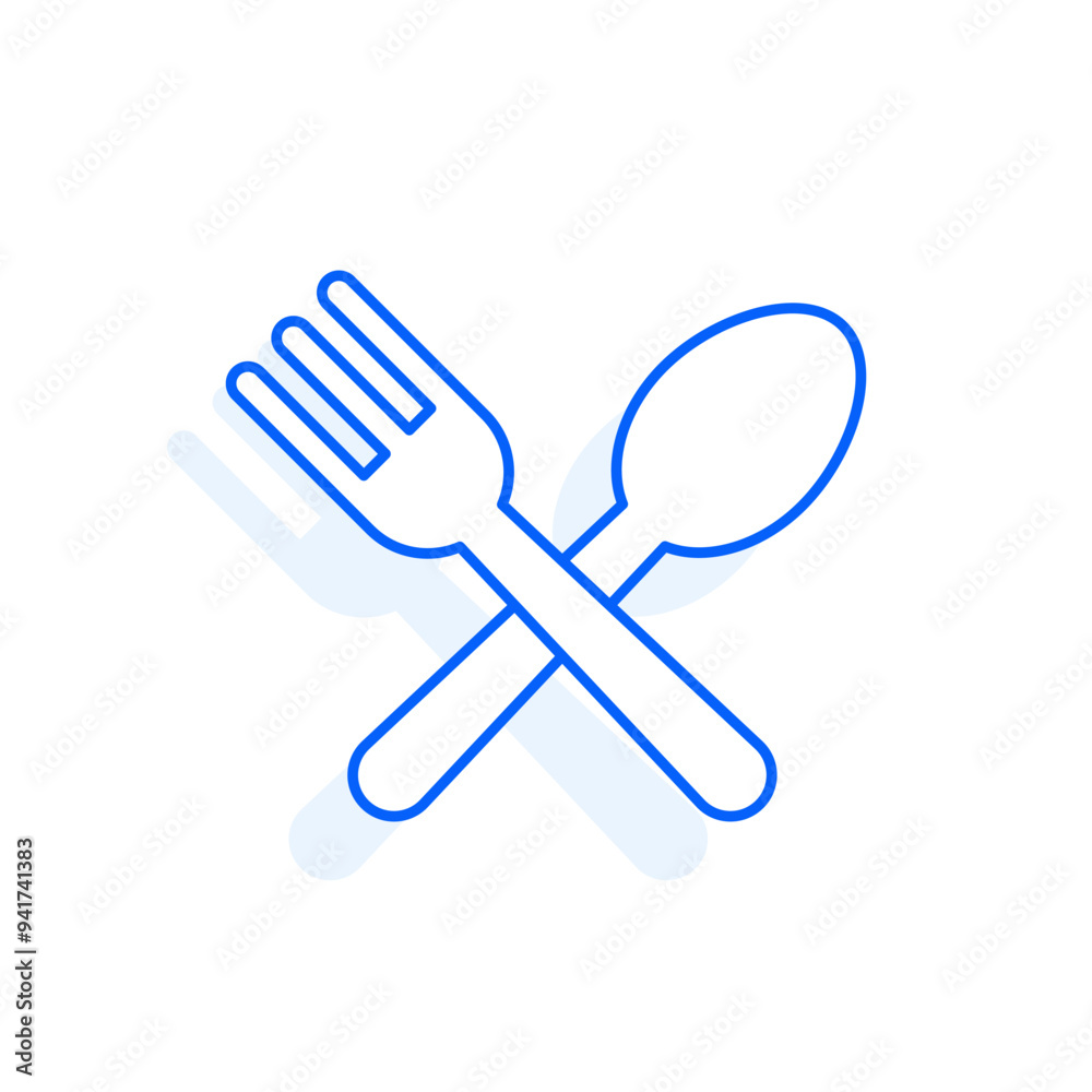 Fork, spoon food icon. Restaurant line editable sign. Public catering related icon. Menu category. Vector illustration in modern thin line style. Fork, spoon food icon. Restaurant line editable sign. Public catering related icon. Menu category. Vector illustration in modern thin line style.