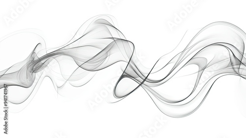 Geometric lines creating a stylized smoke effect with gentle twists and turns, conveying the essence of smoke on a white background.