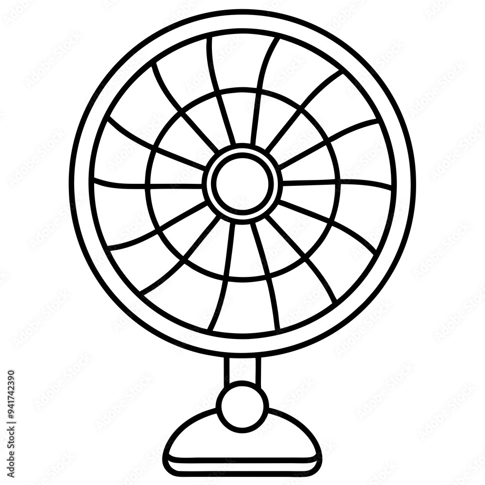 line art of an Electric Fan on a White Background line art of an Electric Fan on a White Background