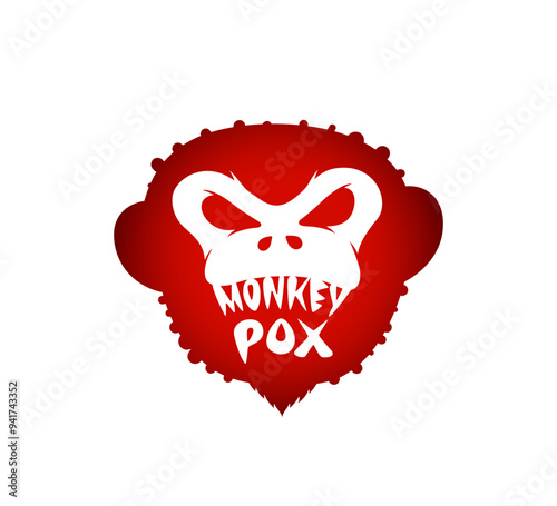 Monkeypox virus infection warning sign. Monkey pox disease outbreak epidemic from primates to humans symbol. Mpox danger and public health epidemic risk medical eps icon. MPV MPVX dangerous pandemic