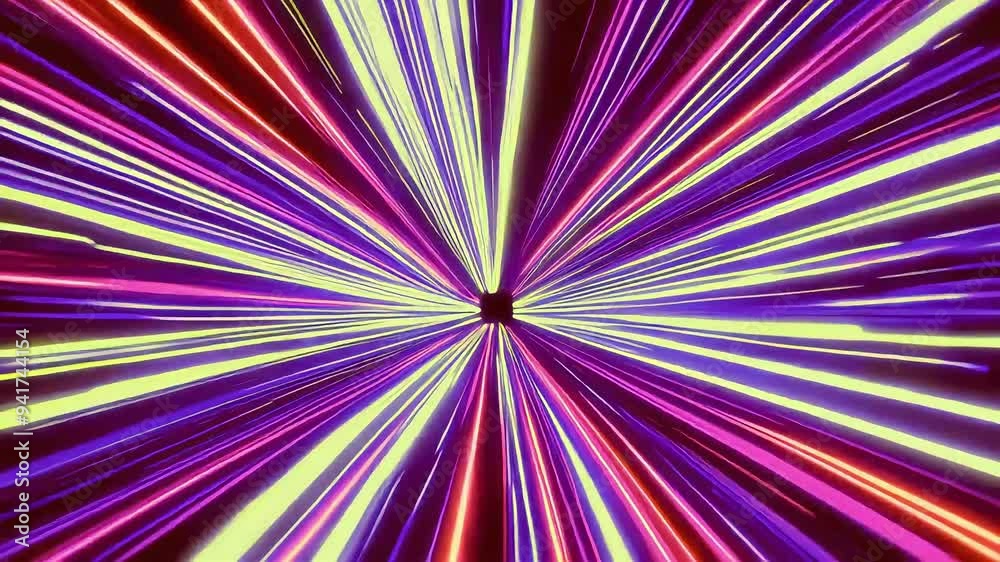 Abstract colorful neon light streaks converging in the center. Abstract colorful neon light streaks converging in the center.