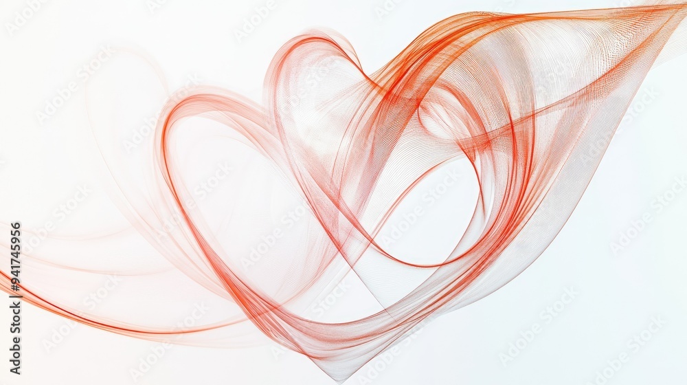 Graceful, intertwining abstract lines forming a heart shape, symbolizing love and connection, on a pristine white background. Graceful, intertwining abstract lines forming a heart shape, symbolizing love and connection, on a pristine white background.