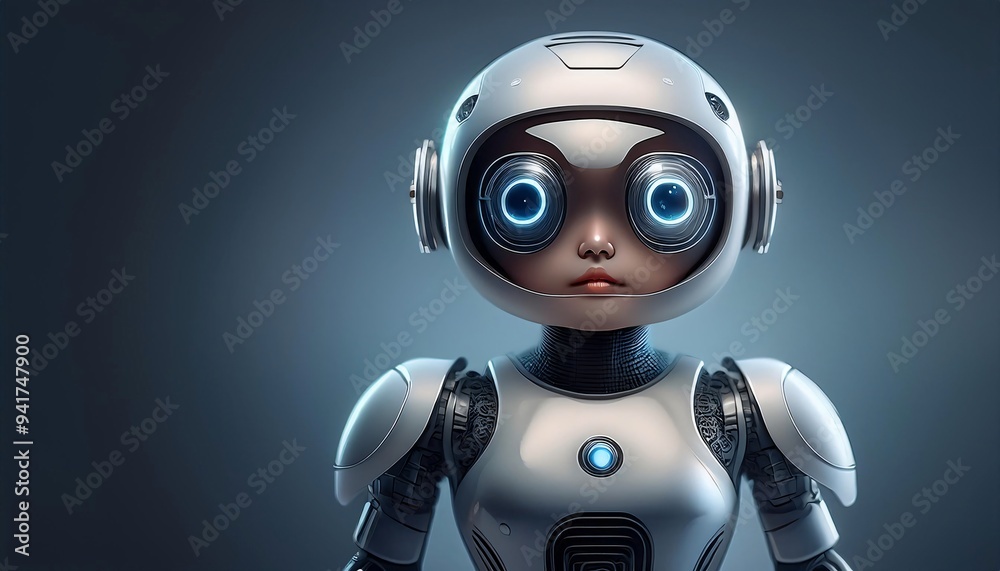 A cute image of a small robot with a round head and a metallic body. A futuristic 3D illustration of a robot cyborg character, blending techno. A cute image of a small robot with a round head and a metallic body. A futuristic 3D illustration of a robot cyborg character, blending techno.