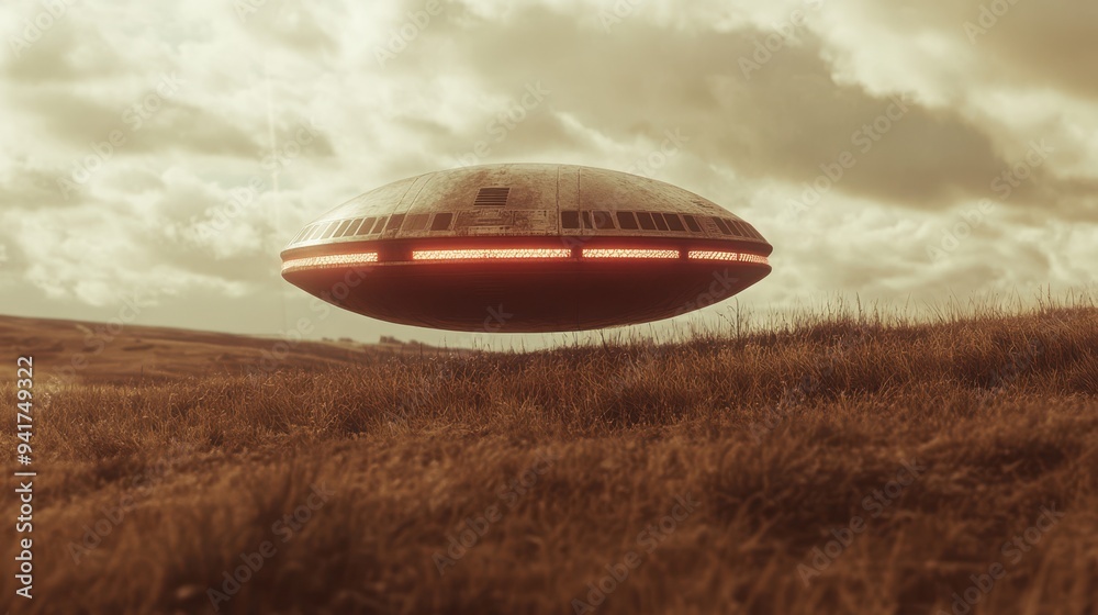 The hovering UFO saucer The hovering UFO saucer