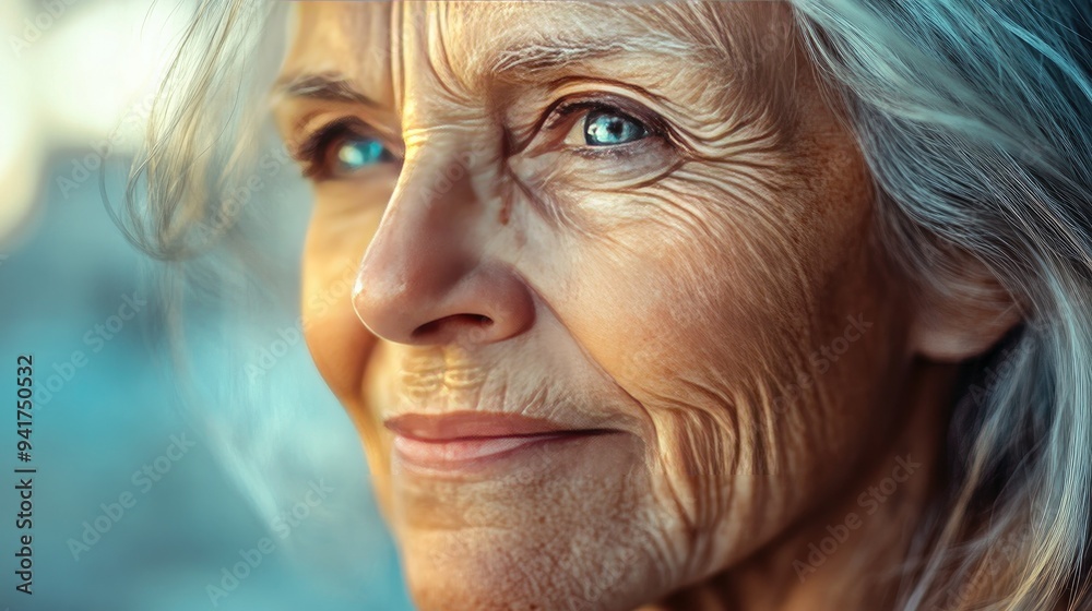 A detailed shot of an older woman with silver hair, showcasing her well-worn but kind face, with deep laugh lines and a thoughtful gaze. A detailed shot of an older woman with silver hair, showcasing her well-worn but kind face, with deep laugh lines and a thoughtful gaze.