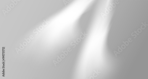Glare from the sun's rays on the wall. Blurred shadows in the room. Soft overlay of natural light. Abstract background for product presentation.