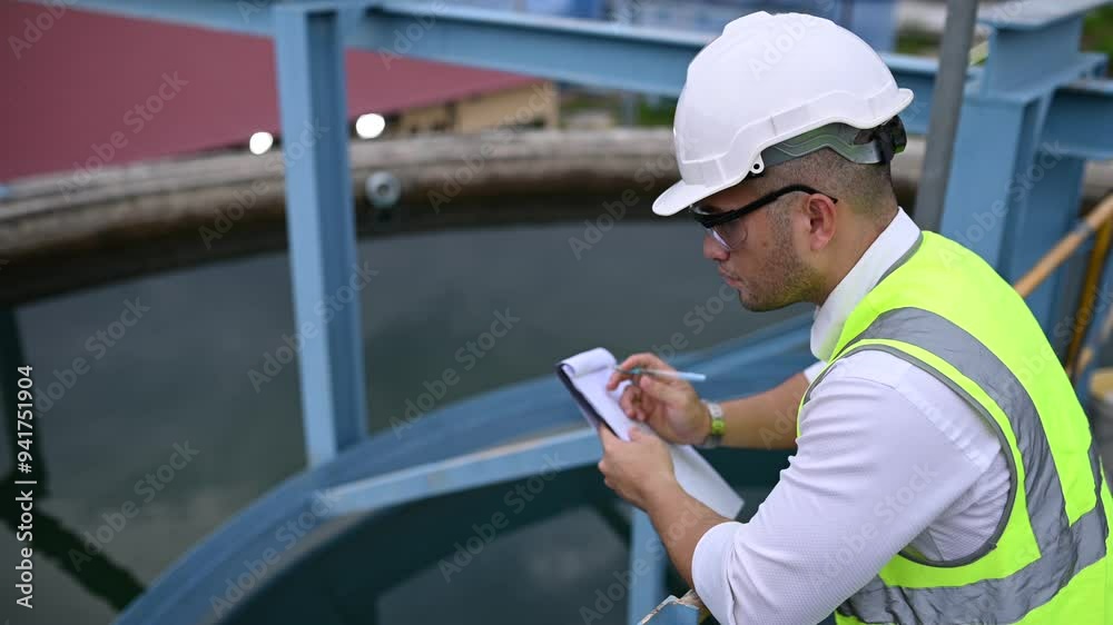 Environmental engineers work at wastewater treatment plants,Water supply engineering working at Water recycling plant for reuse Environmental engineers work at wastewater treatment plants,Water supply engineering working at Water recycling plant for reuse