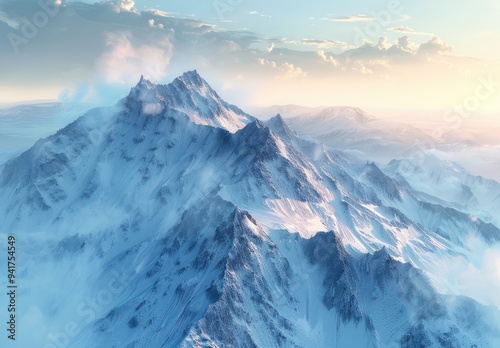 Snowy Mountain Peak at Sunrise