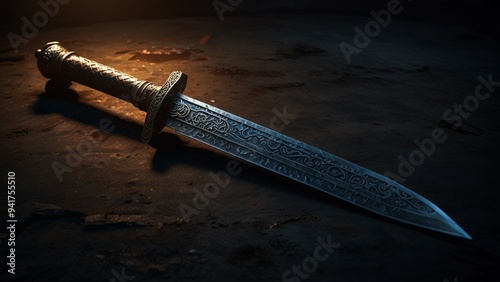 knife on a black background