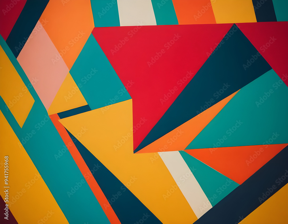opera d'arte astratta con forme geometriche e colori vivaci