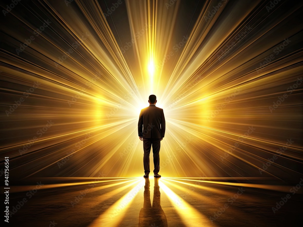 Guiding Light: Hopeful, Direction, Golden Rays, Silhouette Against Black Guiding Light: Hopeful, Direction, Golden Rays, Silhouette Against Black