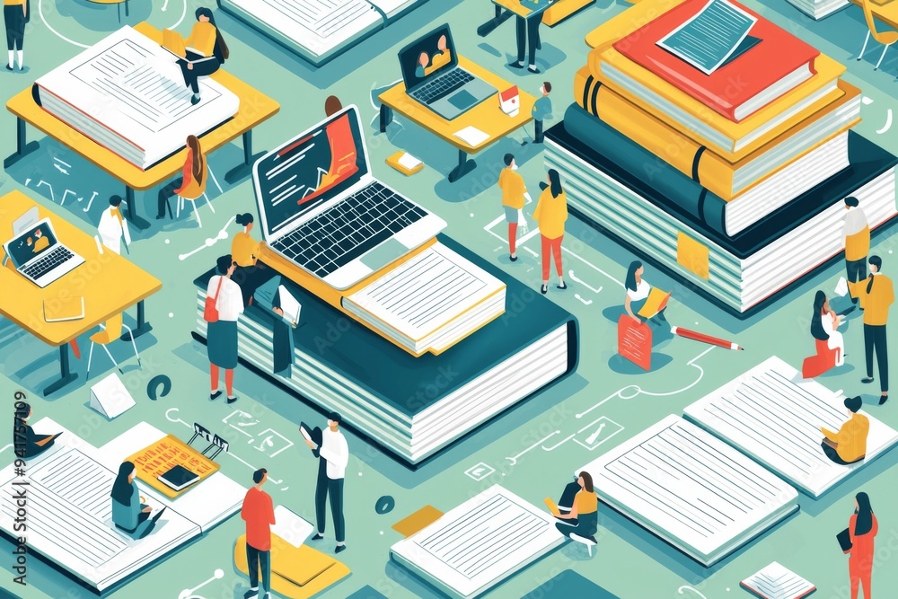 Illustration of educational learning tools set on table created with Generative AI Illustration of educational learning tools set on table created with Generative AI
