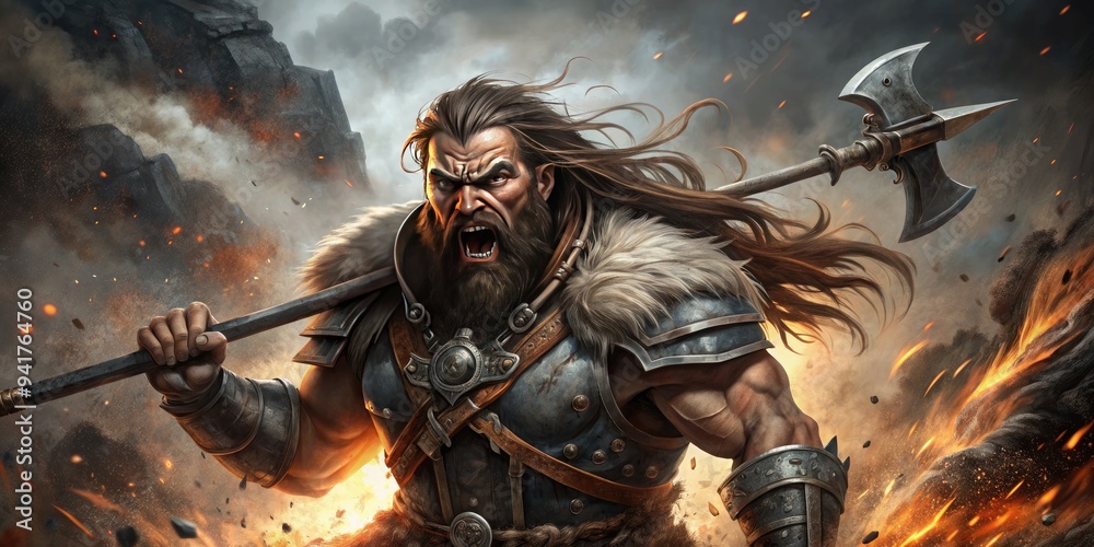 Fototapeta premium Hunnic Fury: Intense, relentless, brutal, charcoal, relentless charge