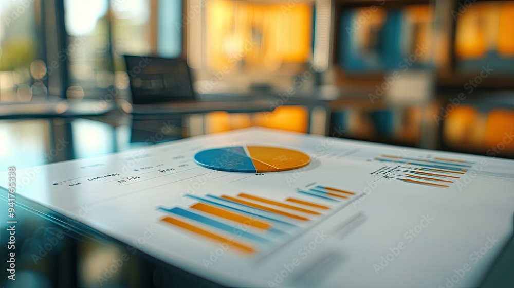 A macro shot of a business graph with a pie chart and bar graph, overlaid with handwritten notes and annotations on a glass table. A macro shot of a business graph with a pie chart and bar graph, overlaid with handwritten notes and annotations on a glass table.
