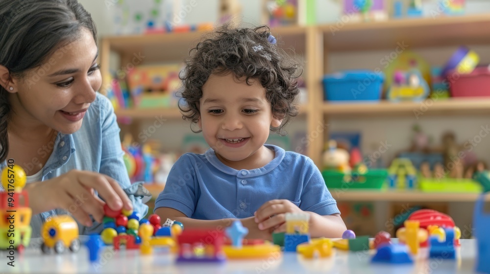 The child playing with toys